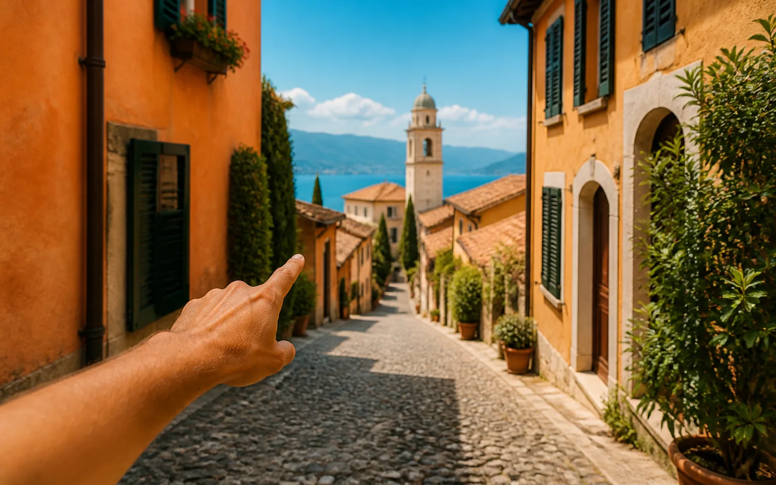Italian street signs showing directional commands in a historic city center