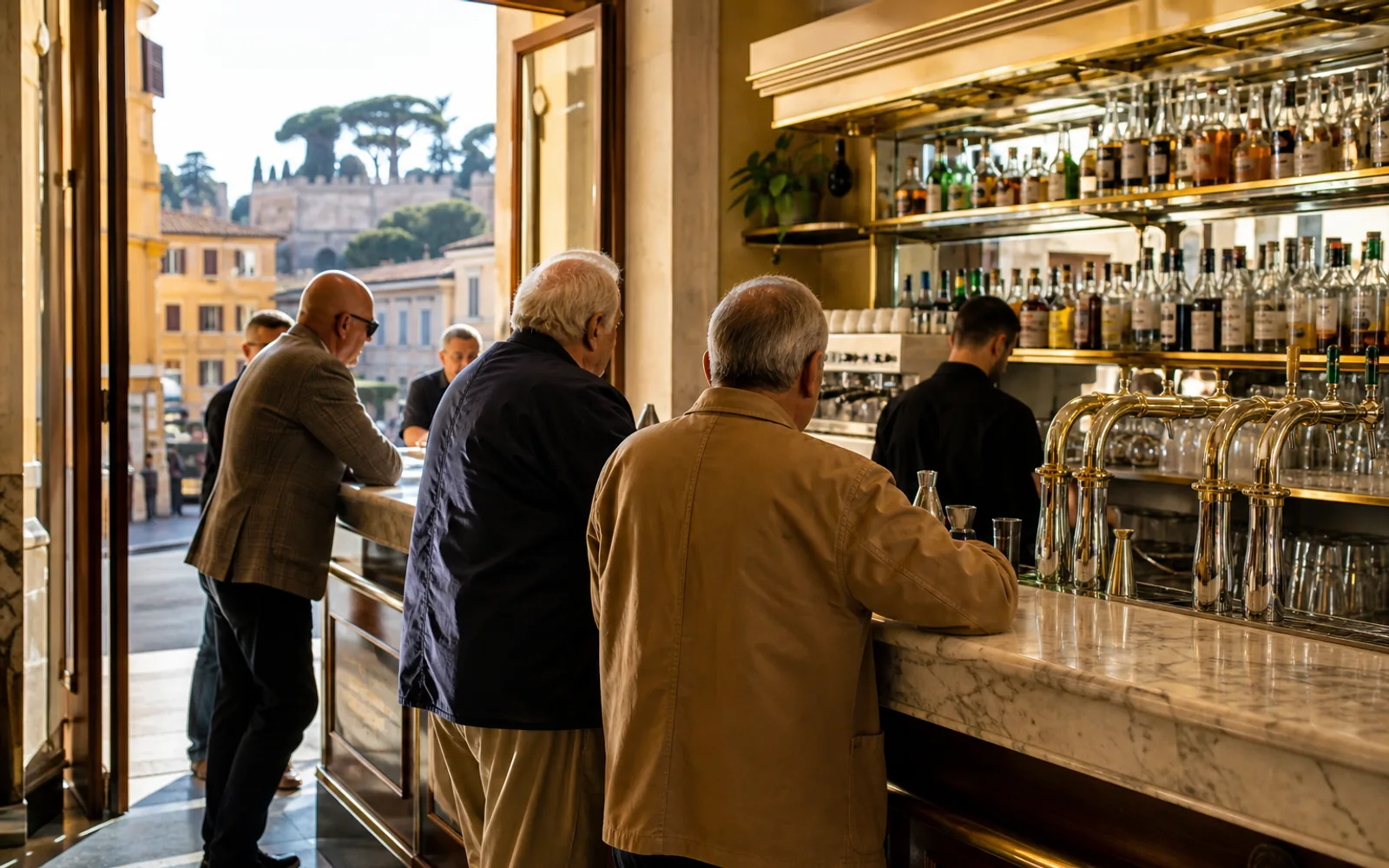 Traveler near Trevi Fountain consulting a map and phrase notes