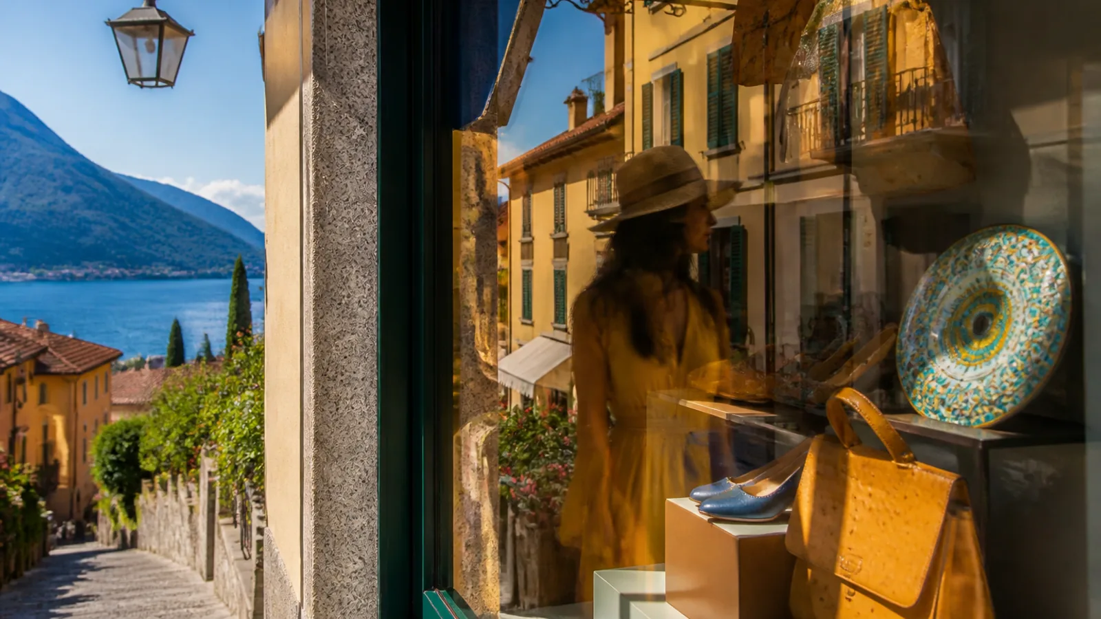 Young woman getting ready in a bright Italian bathroom, illustrating reflexive verb daily routines
