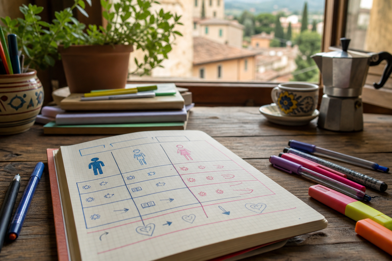 Gender agreement chart in Italian