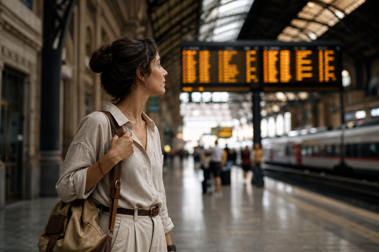 Italian train station departure board