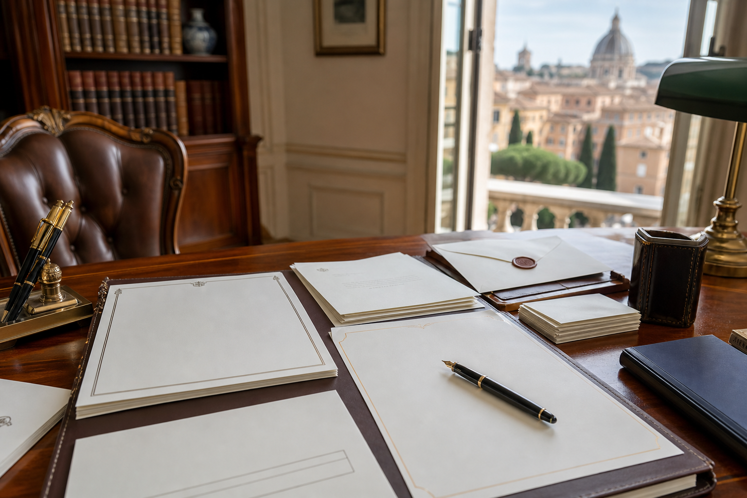 Professional writing Italian follow-up email on laptop with notes