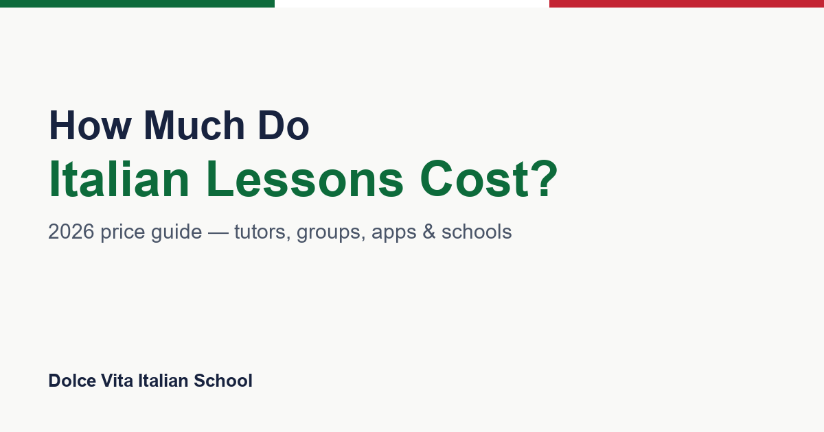 Italian lessons cost comparison: private tutor, online group course, and app