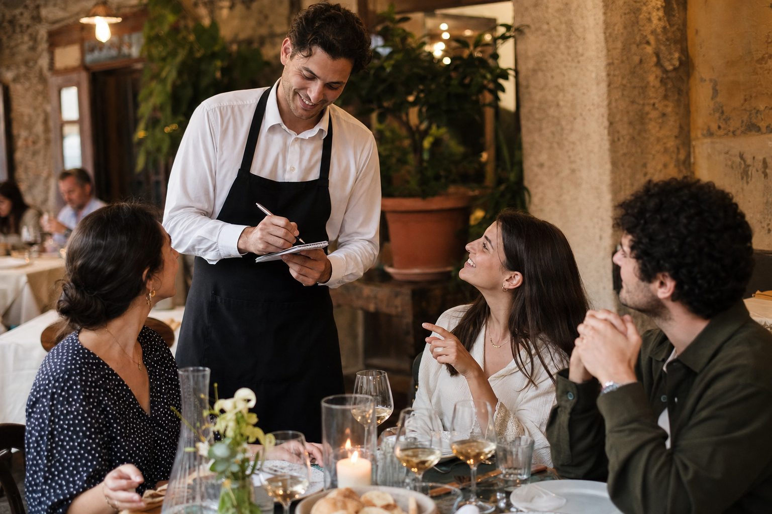 Italian restaurant bill showing coperto and service charge items