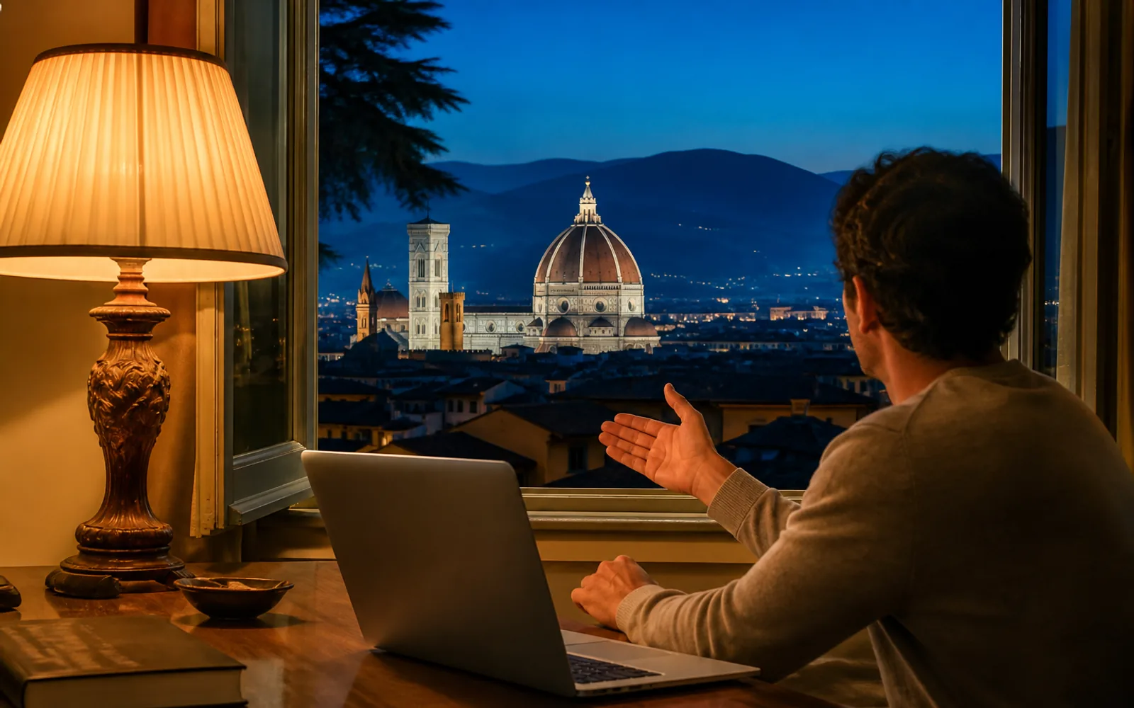 Learner recording Italian audio on phone